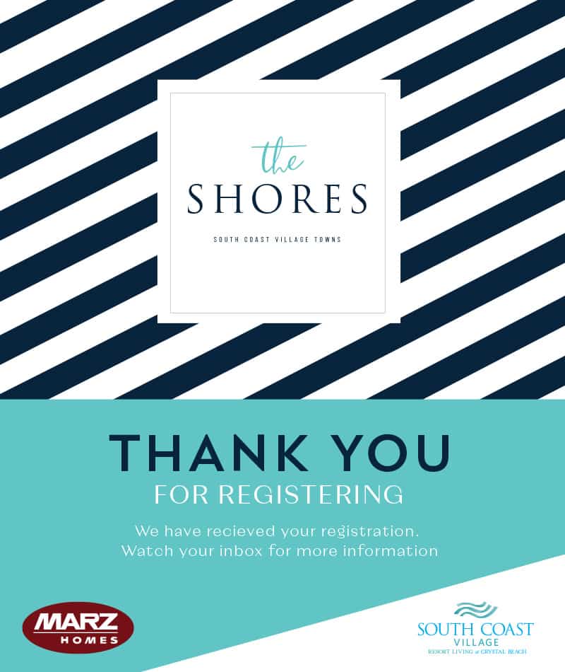 Thank you for registering at The Shores!